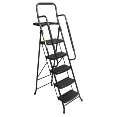 Scara metalica zugrav cu 5 trepte si balustrada, inaltime 175 cm, antiderapanta