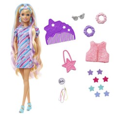 Papusa Barbie Totally Hair Star, blonda, 15 accesorii