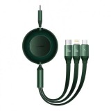 CABLU alimentare si date Baseus Bright Mirror 2 One-for-three Retractable, pt smartphone,USB la Micro-USB+Lightning + USB Type-C 100W, 1.1m, verde &quot;CA