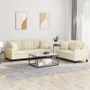 VidaXL Set de canapele cu perne, 2 piese, crem, piele ecologică