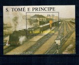 Sao Tome 1987 - Locomotive, trenuri, cai ferate, colita neuzata
