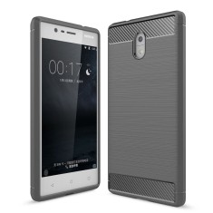 Husa TPU OEM Carbon pentru Nokia 3, Gri