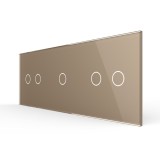 Cumpara ieftin Panou &icirc;ntrerupator touch Livolo din sticla, dublu + simplu + dublu, auriu