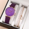 Set Cadou Dama Linjie: Ceas Mov + Bratara Aurie cu Perle, Elegant, Cutie Cadou