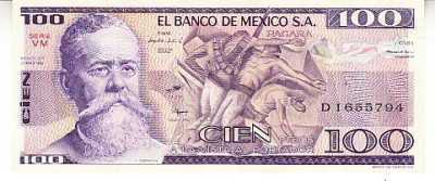 M1 - Bancnota foarte veche - Mexic - 100 pesos - 1982 foto