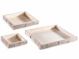 Set 3 tavi lemn natur cm 38 x 38 x 4 H, 25 x 25 x 4 H, 18 x 18 x 4 H