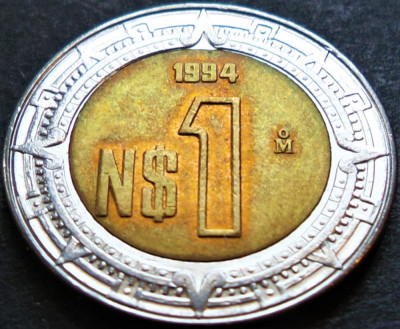Moneda exotica bimetal 1 NUEVO PESO - MEXIC, anul 1994 *cod 4850 = UNC foto