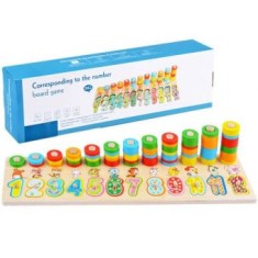 Joc educativ Montessori din lemn Cifre si cercuri