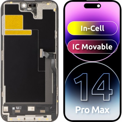 Display cu Touchscreen JK pentru Apple iPhone 14 Pro Max, cu Rama, Versiune LCD In-Cell IC Movable, Negru foto