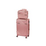 Set Valize Leziter TraveLux Urban VII Rigide, 2 piese (Mana+Medie), ABS, Roz, Roti 360, Cod