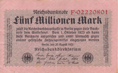 GERMANIA 5.000.000 marci 1923 VF+++!!! foto