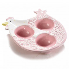 Platou ceramic Paste Gallina 3 oua ceramica roz cm 13 x 15x 4 H foto