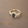 Inel elegant cu cristal negru fumuriu si zirconia - placat 14k
