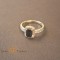 Inel elegant cu cristal negru fumuriu si zirconia - placat 14k