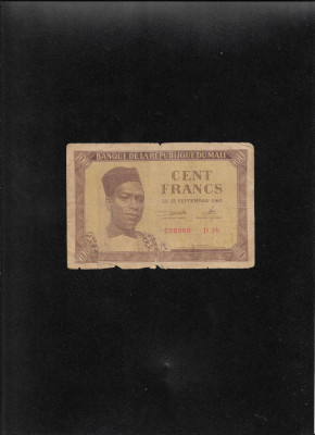 Rar! Mali 100 francs 1960 seria290060 uzata foto