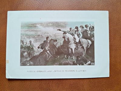 Napoleon Bonaparte in batalia de la Heilsberg, reproducere tip carte postala, dupa un tablou de la Versailles foto