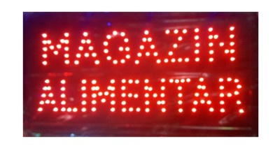 Reclama Text LED - &amp;quot; MAGAZIN ALIMENTAR &amp;quot; - animatie luminoasa dinamica foto