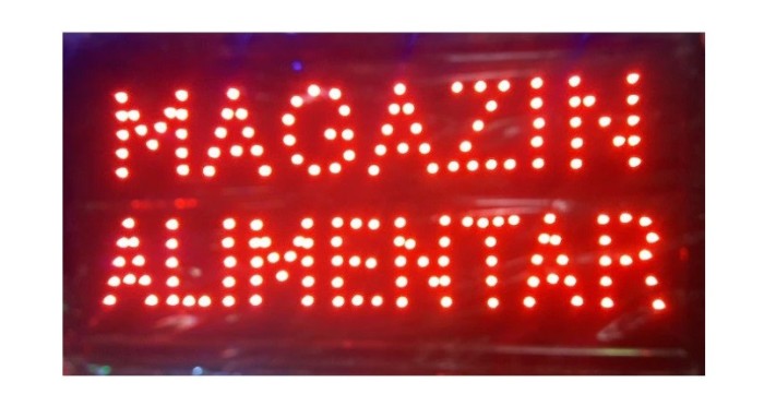Reclama Text LED - &quot; MAGAZIN ALIMENTAR &quot; - animatie luminoasa dinamica