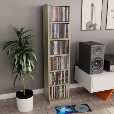 vidaXL Dulap CD-uri, stejar Sonoma, 21 x 20 x 88 cm, PAL foto