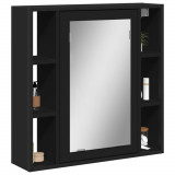 VidaXL Dulap baie cu oglindă negru 60x16x60 cm lemn compozit