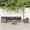 Set mobilier gradina vidaXL, 7 piese, poliratan gri, cu perne incluse, canapea, fotoliu, taburet, exterior