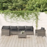 VidaXL Set mobilier de grădină cu perne, 7 piese, gri, poliratan