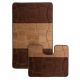 Set 2 Covorase Baie Model Sariyer 2518, Marimi 50 x 80 40 x 50 cm, Maro, Antiderapant, Antialergic, Polipropilena