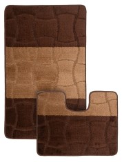 Set 2 Covorase Baie Model Sariyer 2518, Marimi 50 x 80 40 x 50 cm, Maro, Antiderapant, Antialergic, Polipropilena