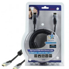 Cablu HDMI - HDMI 2m aurit v1.4 High Speed cu Ethernet HQ