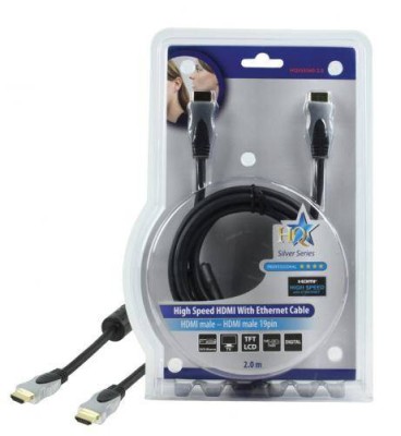 Cablu HDMI - HDMI 2m aurit v1.4 High Speed cu Ethernet HQ foto