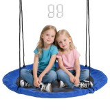 Outsunny Leagăn cu formă de cuib de pasăre rotundă Panier &Oslash; 110 cm 4 inele incluse metal epoxidic Oxford de &icirc;naltă densitate Albastru | Aosom Romania