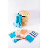 Prosop Plajă | Fouta |Tunis Portocaliu Cu Dungi Albe 200 x 100 cm