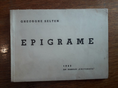 Epigrame - Gheorghe Selten (autograf) / C15G foto