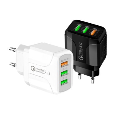 Adaptor universal priza cu 3 USB QC 3.0, 5.1A foto