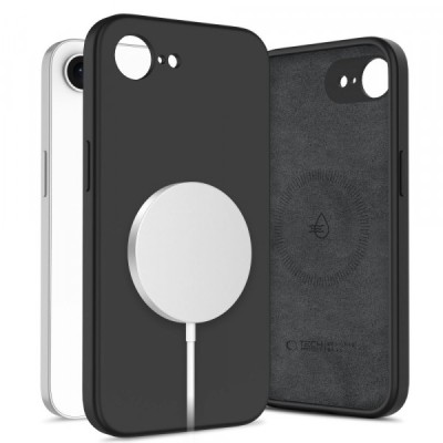 Husa MagSafe pentru Apple iPhone 16e, Tech-Protect, Liquid Silicone, Neagra foto