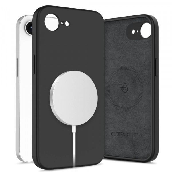 Husa MagSafe pentru Apple iPhone 16e, Tech-Protect, Liquid Silicone, Neagra