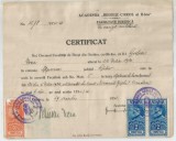 Romania, Academia "Regele Carol al II-lea", Facultatea Juridica, Certificat, Oradea, 1931