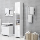 VidaXL Dulap de baie, alb extralucios, 30x30x183,5 cm, lemn prelucrat
