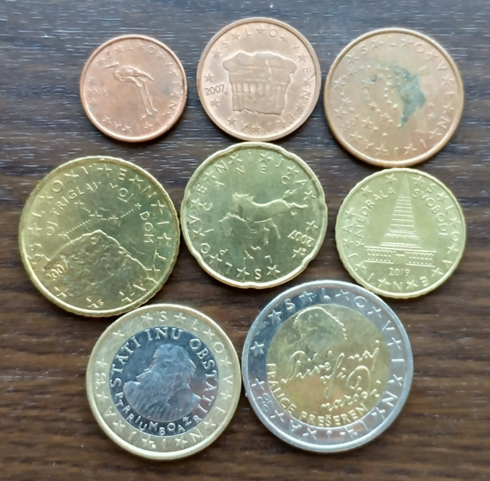Lot 8 monede diferite Euro Slovenia