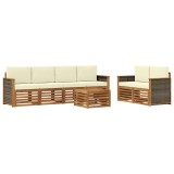 vidaXL Set de canapele de exterior cu pernă 7 pcs Natural și Crem 3384046