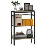 HOMCOM Masă auxiliară &icirc;ngustă cu 3 nivele cu rafturi de depozitare, cadru din oțel, pentru sufragerie, dormitor, 43x18x62,5cm, gri | Aosom Romania