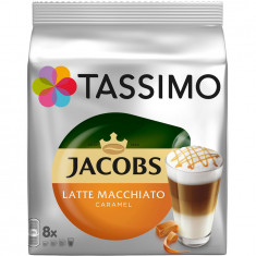 Capsule cafea, Jacobs Tassimo Caramel Macchiato, 8 bauturi x 295 ml, 8 capsule specialitate cafea + 8 capsule lapte
