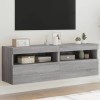 VidaXL Comodă TV de perete cu LED, 2 buc, gri sonoma, 60x30x40 cm 837194