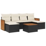 Cumpara ieftin Set canapele de gradina cu perne, 7 piese, negru, poliratan
