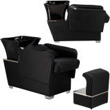 Scaun de spălat păr Alma pentru salon de coafură și frizerie, mobil, cu chiuvetă ceramică și baterie cu duș
