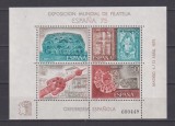 SPANIA EXPOZITIA MONDIALA DE FILATELIE 1975 MI: BL. 19 MNH, Nestampilat