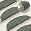 VidaXL Covorașe pentru scări, 15 buc., 56x17x3 cm, verde &icirc;nchis, semirotunde 322360