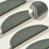 vidaXL Covorașe pentru scări, 15 buc., 56x17x3 cm, verde &icirc;nchis, semirotunde