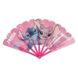Evantai Copii Roz Stitch &amp; Angel, 24.5 cm, CMCLASS, Accesoriu Vara, Divertisment Racoritor