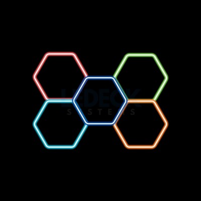 Lumina LED RGB Hexagonala Profesionala Alunminiu , 5 Module 244x170CM 192W, Echivalent 1600W, Garaj, Salon, Atelier foto